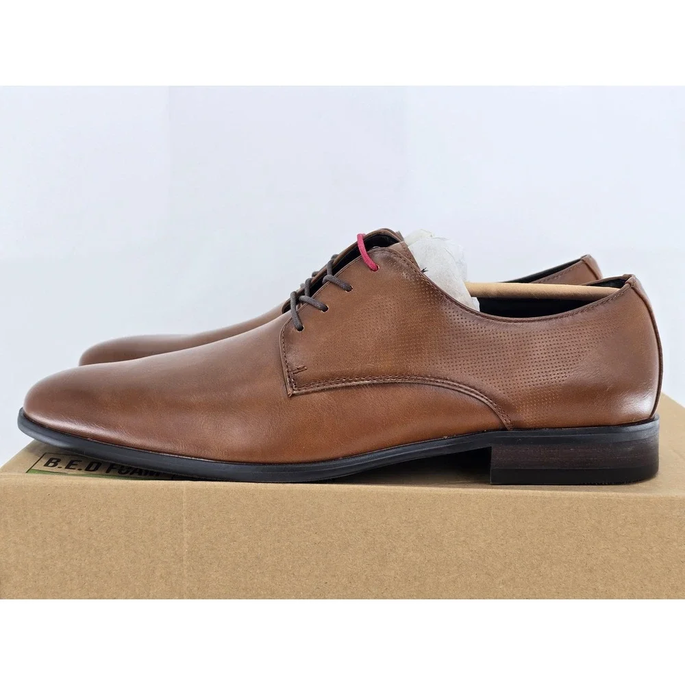 Call It Spring Hudsen-220 Dress Shoes Mens 8 Cognac Vegan Leather -New